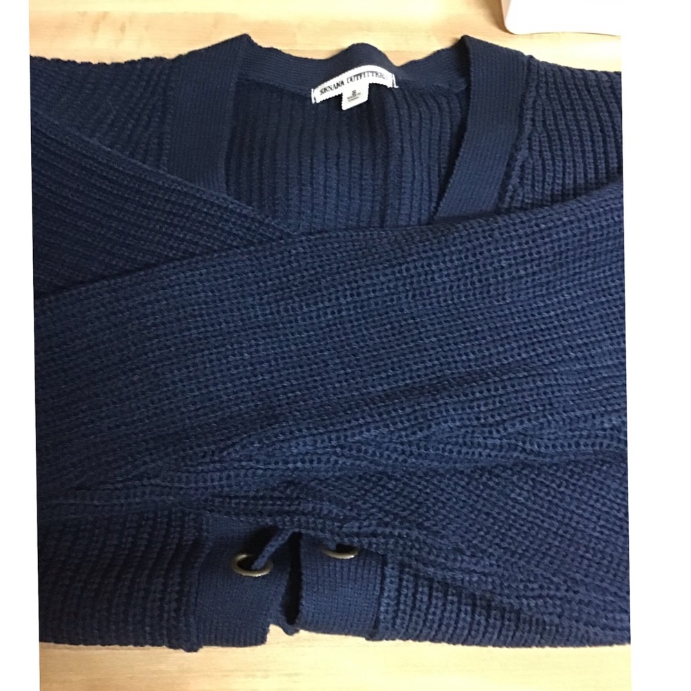 Navy Blue Lace Up Chunky Sweater sz Small NEW Boutique item - Picture 7 of 7